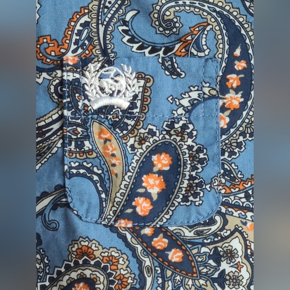 Cinch Pendleton Round-Up LS Blue /White / Orange Paisley LS Shirt,Sz 6-12M - Picture 4 of 5